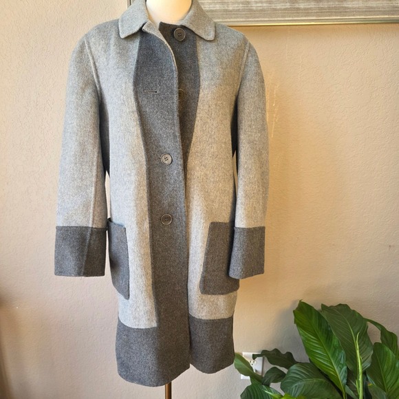 Talbots Jackets & Blazers - Talbots Petites Gray Wool Blend Color Block Coat, Winter, Warm, Classic, SP